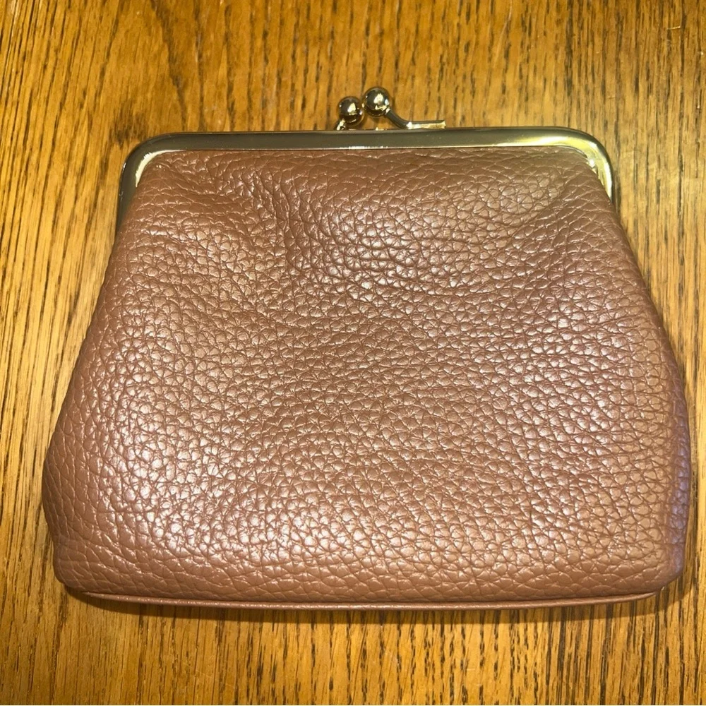 Dooney & Bourke Pebble Leather Small Framed Kisslock Purse French Caramel - Picture 3 of 7